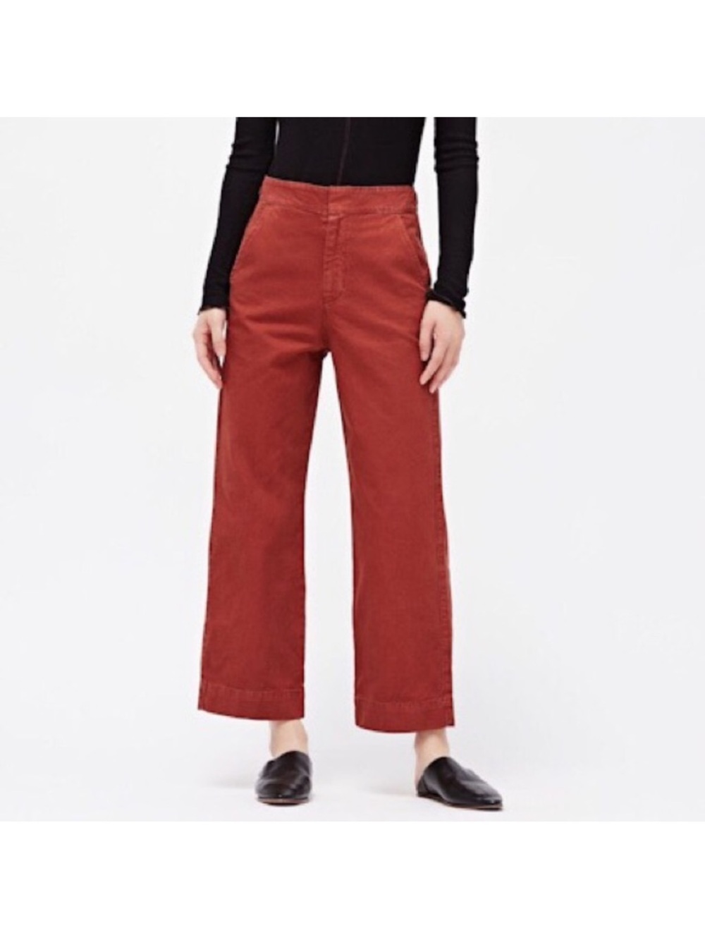 LACAUSA Charlie Wide-Leg Pants Rustic Red Size S Chic Boho Preppy Cottagecore